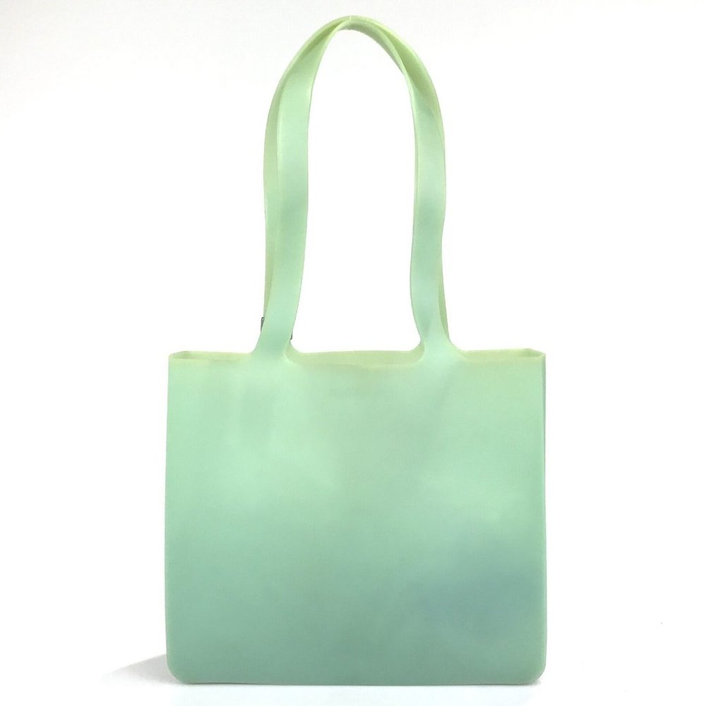 Chanel Bag Handbag Rubber Chanel Logo Clear Green Authentic - Picture 7 of 12
